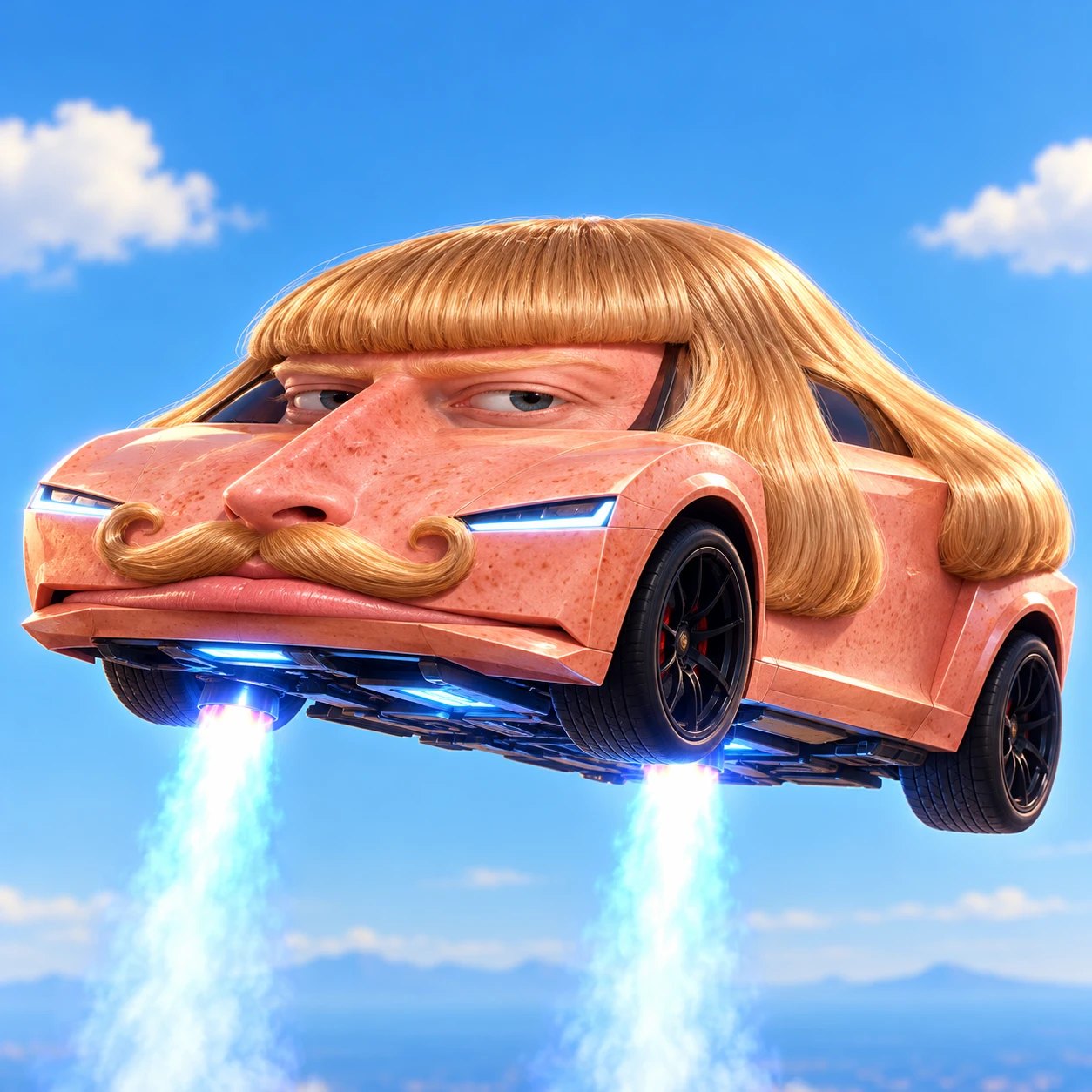 Jean-Phil as a Roadster, close-up of the face